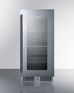 Summit 15” Beverage Center, 2.8 cu.ft. Capacity, Stainless Steel & Glass - CL156BV
