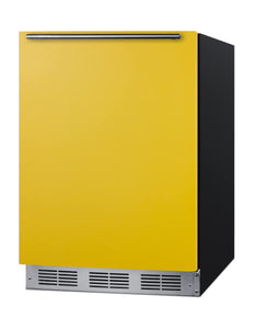 Summit Appliance BAR631BKY 24" Wide All-Refrigerator, Saffron Gold Door, Professional Handle, Hidden Evaporator, Automatic Defrost, Adjustable Thermostat, Interior Light
