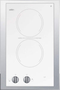 Summit 15" 2 Burner Electric Cooktop. 115 Volt Radiant Cooktop, ADA Compliant, White - CR2110WHTK15