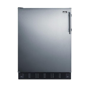 Summit FF6BK2SSLHD 24” Wide Under Counter Refrigerator 5.5 cu.ft. Made in Europe with Automatic Defrost Operation, Reversible Stainless-Steel Door, and Deluxe black interior (Left-Hand Door)