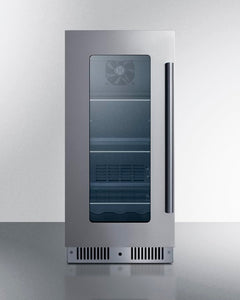 Summit 15” Beverage Center, 2.6 cu.ft. Capacity, Stainless Steel & Glass- CL156BV1CSSLHD (Left Hand Door)