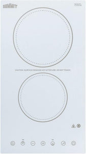 Summit 12" 2 Burner Electric Cooktop. 230 Volt Radiant Cooktop, ADA Compliant, White- CR2B23T4W