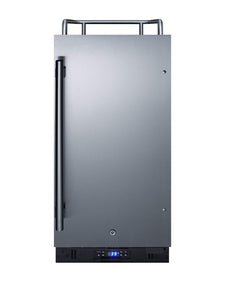 Summit Appliance SBC15NK Built-in 15" Wide Commercially Listed Kegerator with Auto Defrost, Digital Thermostat, Stainless Steel Door, Pro Style Handle, Front Lock, Black Cabinet and Sealed Back