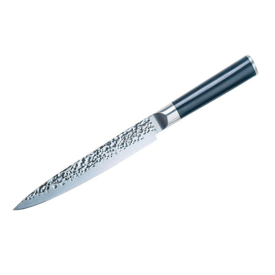 Swiss Diamond Utility Knife, German Steel With ABS Handle, Half Tang Handle, Hammered Blade Chef Knives Professional Grade, 55+2 Rockwell Hardness, 5 Inch