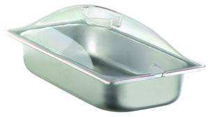BroilKing SPL-3P 1/3 Size Chafing Pan Buffet Server with Clear Plastic Lid | Countertop Food Serving Display Container for Restaurant Catering | 2.6 Qt Capacity, 13.25"W x 11"D x 4"H, Stainless Steel