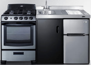 Summit 63" All-in-One Kitchenette, Stainless Steel - ACK63GASBSS