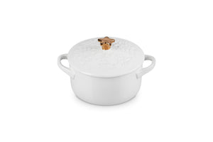 Le Creuset Stoneware Mini Cocotte with Star Knob, 24 oz., White