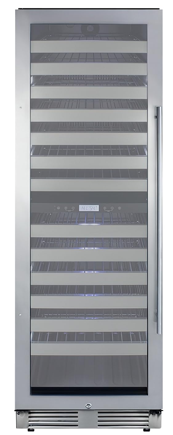 Summit Appliance SWCP2163LHD 24" Wide Dual-Zone Wine Cellar; LHD Door Swing; Up to 163 Bottles; Automatic Defrost; Black Cabinet; Magnetic Door Gasket; High/low Temperature Alarms; Digital Thermostat