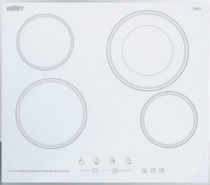 Summit 24" 4 Burner Electric Cooktop 230 Volt Radiant Cooktop, ADA Compliant, White- CR4B23T6W