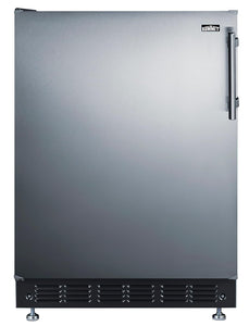 Summit FF6BK2SSRSLHD 24” Wide Adjustable Under Counter Refrigerator 5.5 cu.ft. Made in Europe with Automatic Defrost Operation, Reversible Stainless-Steel Door, Deluxe black interior (Left Hand Door)