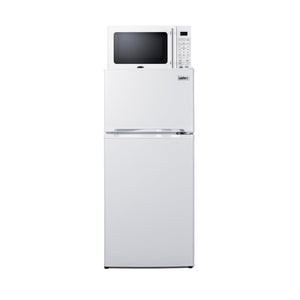 Summit 19” Refrigerator and Microwave Combination, Freezer, 4.3 cu.ft Capacity, With USB Ports and Allocator, White - MRF712WA (White, Right Hand Door)