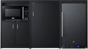 Summit Appliance CWSUITE64R 64" Wide Casework Suite, Black; Refrigerator and Microwave Included; ADA Compliant Countertop Height; 2.7 cu.ft. All-Refrigerator; Leveling Legs; Versatile Configuration