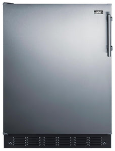 Summit CT66BK2SSADALHD 24” Wide ADA Under Counter Refrigerator-Freezer 4.9 cu.ft. Made in Europe with Automatic Defrost Operation, Reversible Stainless-Steel Door, Black interior (ADA Left Hand Door)