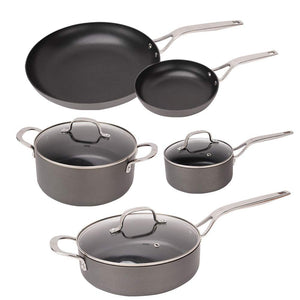 Swiss Diamond Hard Anodized 8 Piece Cookware Set, Nonstick Diamond Coated Hard Anodized Aluminum Cookware Set, Includes Lids, Dishwasher Safe and Oven Safe Cookware Set, Grey