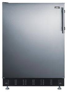 Summit CT66BK2SSRSLHD 24” Wide Adjustable Under Counter Refrigerator-Freezer 4.9 cu.ft. Made in Europe, Automatic Defrost Operation, Reversible Stainless-Steel Door, Black Interior (Left Hand Door)
