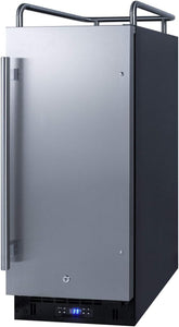 Summit Appliance SBC15NKIF 15" Wide Built-In Kegerator (Panel Not Included); 2.9 cu.ft Capacity; Automatic Defrost; Wire Shelves; Ideal Beer Temperature; Stainless Steel Floor Cover