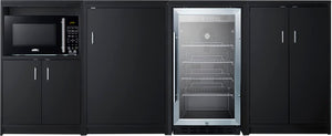 Summit Appliance CWSUITE85G 85" Wide Casework Suite with Beverage Center and Microwave, ADA Height; Trash Receptacle Included; 2.7 cu.ft. Beverage Center; Leveling Legs; Black