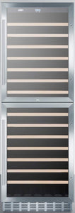 Summit Appliance SWC1875BCSS Commercial Dual Zone 118 Bottle Wine Cellar for Built-in or Freestanding Use with Two Glass Doors, Stainless Steel Wrapped Cabinet, LED Lighting and Digital Thermostats
