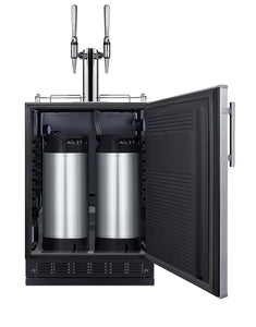 Summit Appliance 24" Wide Beer Kegerator/Refrigerator Combo, Two 1/6 Sixtel Kegs, Black Interior, Caster Wheels, Residential/Commercial Use (RHD, Nitro Coffee)