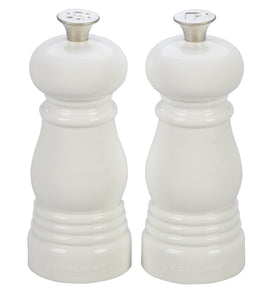 Le Creuset Petite Salt and Pepper Mill Set, 5" x 2" each, White
