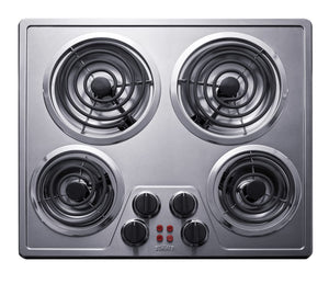 Summit 24" 4 Burner Electric Cooktop, Stainless Steel - CR4SS24