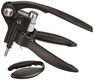 Le Creuset Original Lever Corkscrew Wine Opener and Foil Cutter Gift Set, Black