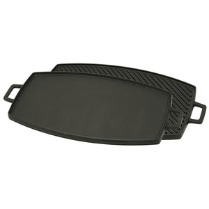 Bayou Classic 7447 18-in Double Reversible Cast Iron Griddle Features Flat Side and Ribbed Grill Side Perfect For Large Batch Breakfast Burgers and Grilled Sandwiches Steaks and Chicken