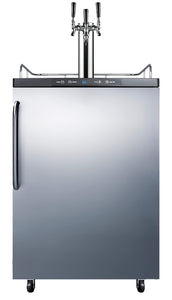 Summit Appliance SBC635MSSTBTRIPLE 24" Wide Kegerator, Full-Sized Beer Dispenser, Triple Tap System, Fully Finished Black Cabinet, 5.6 cu. ft Capacity, Tap Kit Included, Stainless Steel Wrapped Door