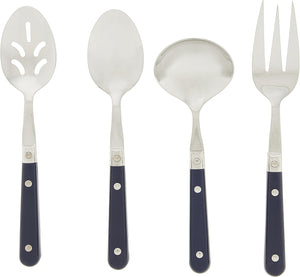 Ginkgo International Le Prix 4-Piece Stainless Steel Hostess Serving Set, Navy