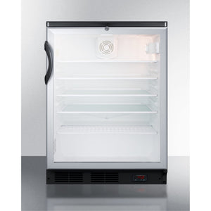 Summit SCR600BGLDTPU 24"" Craft Pub Cellar Fully Finished Black Cabinet Adjustable Glass Shelves Reversible Door In Stainless Steel