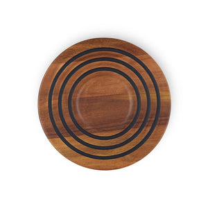 Magnetic Wooden Trivet - Acacia Wood with Black Silicone Rings 8"