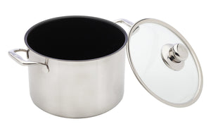 Swiss Diamond 9.5" 7.9Qt Stock Pot Nonstick Clad Induction Stock Pot Includes Lid Stainless Steel Base Dishwasher and Oven Safe