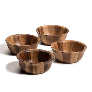 Kalmar Home Acacia Wood Four Individual 6-Inch Soro Salad Bowls