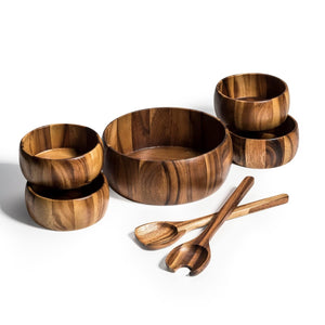 Kalmar Home 7 Piece - Large Salad Bowl with Servers and 4 Individuals - 10 x 10