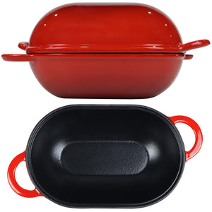 Crucible Cookware Enameled Cast Iron Bread Pan Dutch oven with Lid and Loop Handles - Red – Oven Safe Form for Baking and Cooking, Artisan Bread Kit - Loaf Pan