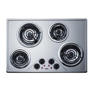 Summit 30" 4 Burner Electric Cooktop, Stainless Steel - CR431SS