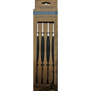 Bayou Classic 300-204 4-pc Seafood Fork Set Features Fork on One End and A Scoop on The Other Perfect For Oyster Crab Lobster and All Seafood Boils