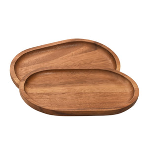 Kalmar Home Acacia Wood Oval Plates - Medium - Set of 2