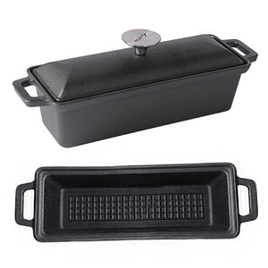 Crucible Cookware Cast Iron Bread Pan with Lid - Pre-Seasoned - Oven Safe Form for Baking and Cooking - Loaf Pan