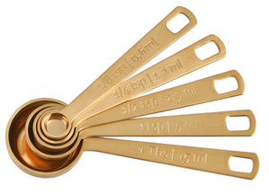 Set of 5 Measuring Spoons Durable With Accurate Measurements, Perfect for Baking and Cooking, Gold