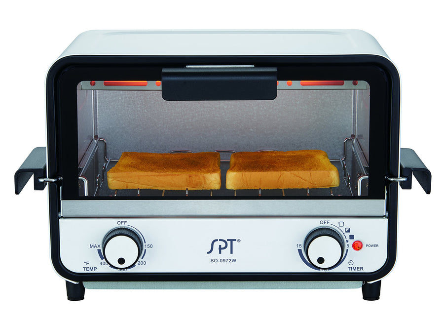 SPT SO-0972WA: Easy Grasp 2-Slice Countertop Toaster Oven,WHITE,9 liters capacity