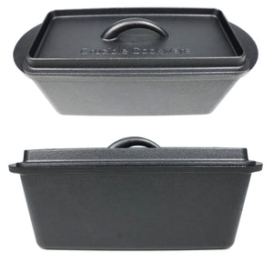 Crucible Cookware Cast Iron Bread Pan with Lid (Pre-Seasoned) – Oven Safe Form for Baking and Cooking - Loaf Pan