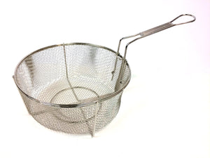 Bayou Classic 0126 11-in Stainless Fry Basket w/Folding Handle 5.5-in Depth Drain Hook Perfect for Fried Fish Chicken Shrimp Onion Rings Hushpuppies Fries and More