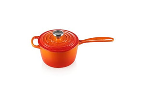 Enameled Cast Iron Signature Round Saucepan with Lid 1.75 qt. - Flame