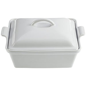 Le Creuset Stoneware Heritage Covered Square Casserole, 2.5 qt. (9"), white