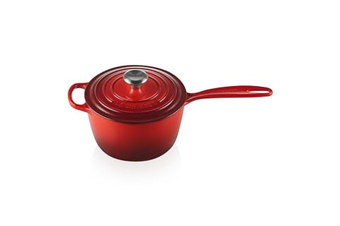 Enameled Cast Iron Signature Round Saucepan with Lid 2.25 qt. - Cerise
