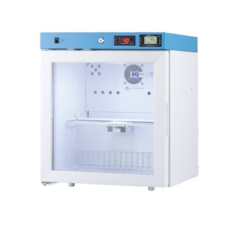 EQTemp ACR161WNSF456 19 Inch  Wide Compact Healthcare Refrigerator  1.58 cu.ft  Certified to NSF/ANSI 456 Vaccine Storage Standard (Left Hand Door  Glass Door)