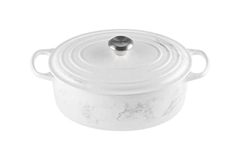 Enameled Cast Iron Signature Oval Dutch Oven 6.75 qt. - White Marble