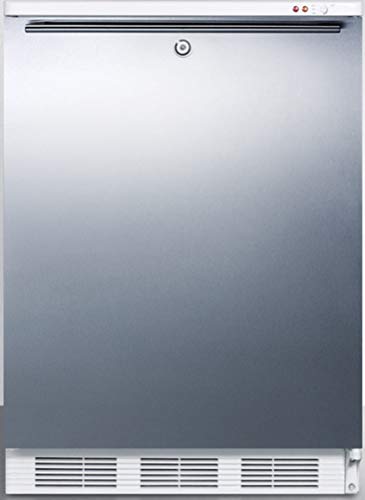 Built-in undercounter medical all-freezer capable of -25 C operation, with front lock, wrapped stainless steel door and horizontal handle