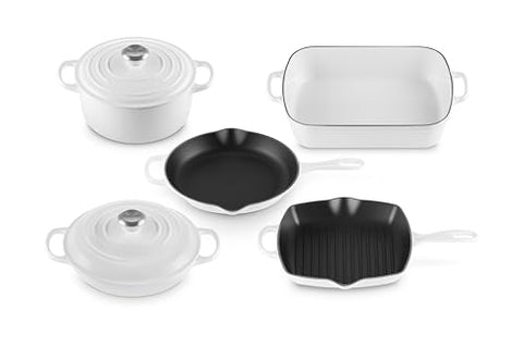 7 Piece Signature Set - White (4.5 qt. RDO 2.25 qt. Braiser 10.25 In. Skillet 10.25 In. Square Skillet Grill & 5.25 qt. Rect. Roaster)